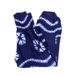Boho Tie Dye Harem Pants Blue Festival Hippie Yoga Lounge Beachy Relaxed Fit